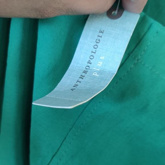 Antropologie Maeve Green Square-Neck Buttondown Dress Sleeveless Fit & Flare 22W - Picture 10 of 11